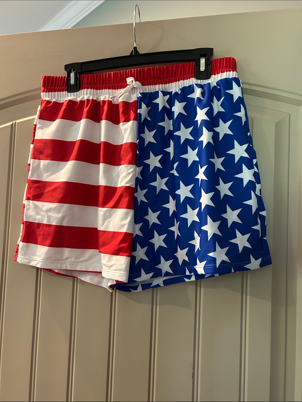 SHEIN Red White & Blue Stars and Stripes Women's Swim Shorts